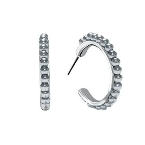 NEW! Pearly Grey Hoop Earrings - Picture 5 of 5